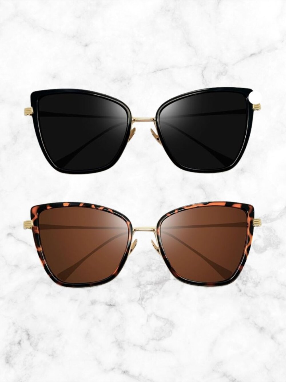 NIB | Tortoise Shell Sunglasses Cat Eye Set of 2 | Black & Tortoise UV400